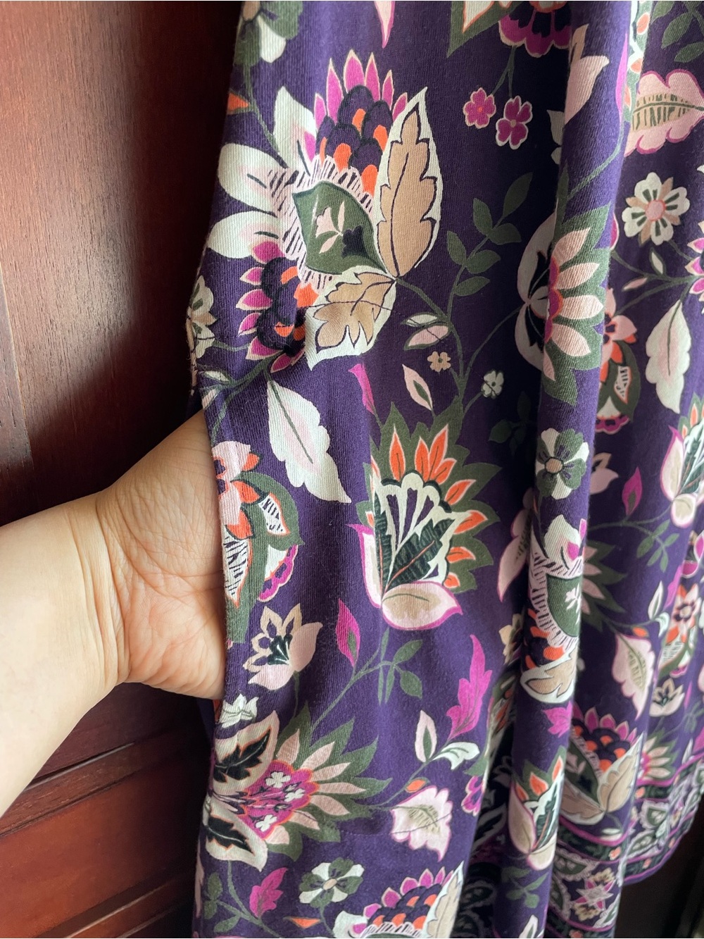 Lands' End purple floral print 100% cotton mini dress Size XL - Picture 5 of 8